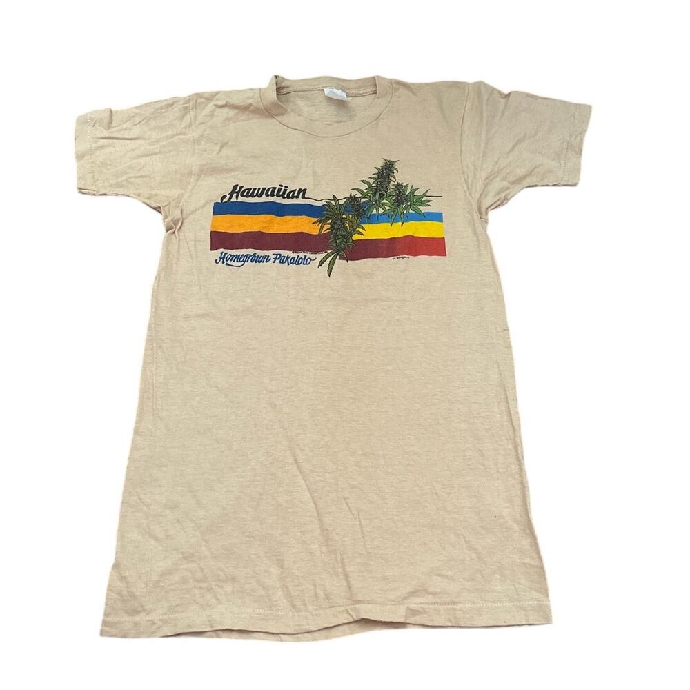 VINTAGE HAWAIIAN HOMEGROWN PAKALOLO TEE SHIRT 1981 SIZE SMALL? Single Stitch